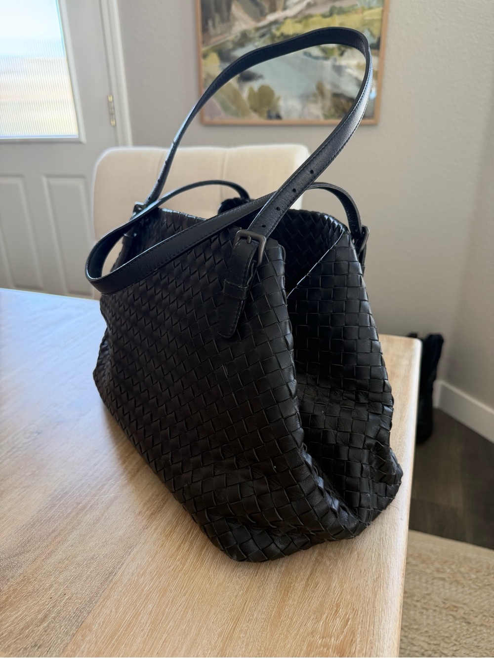 Bottega Veneta Black Intrecciato Woven Leather Shoulder Bag - Picture 3 of 11